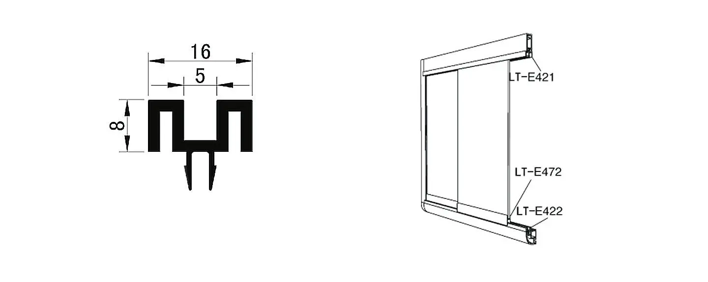 LT-E422 Bottom Track for Sliding Door