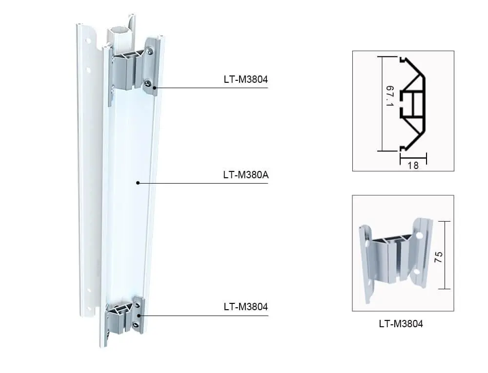 LT-DG930 80mm Square Extrusion four sides open with Led Strips on Four Sides