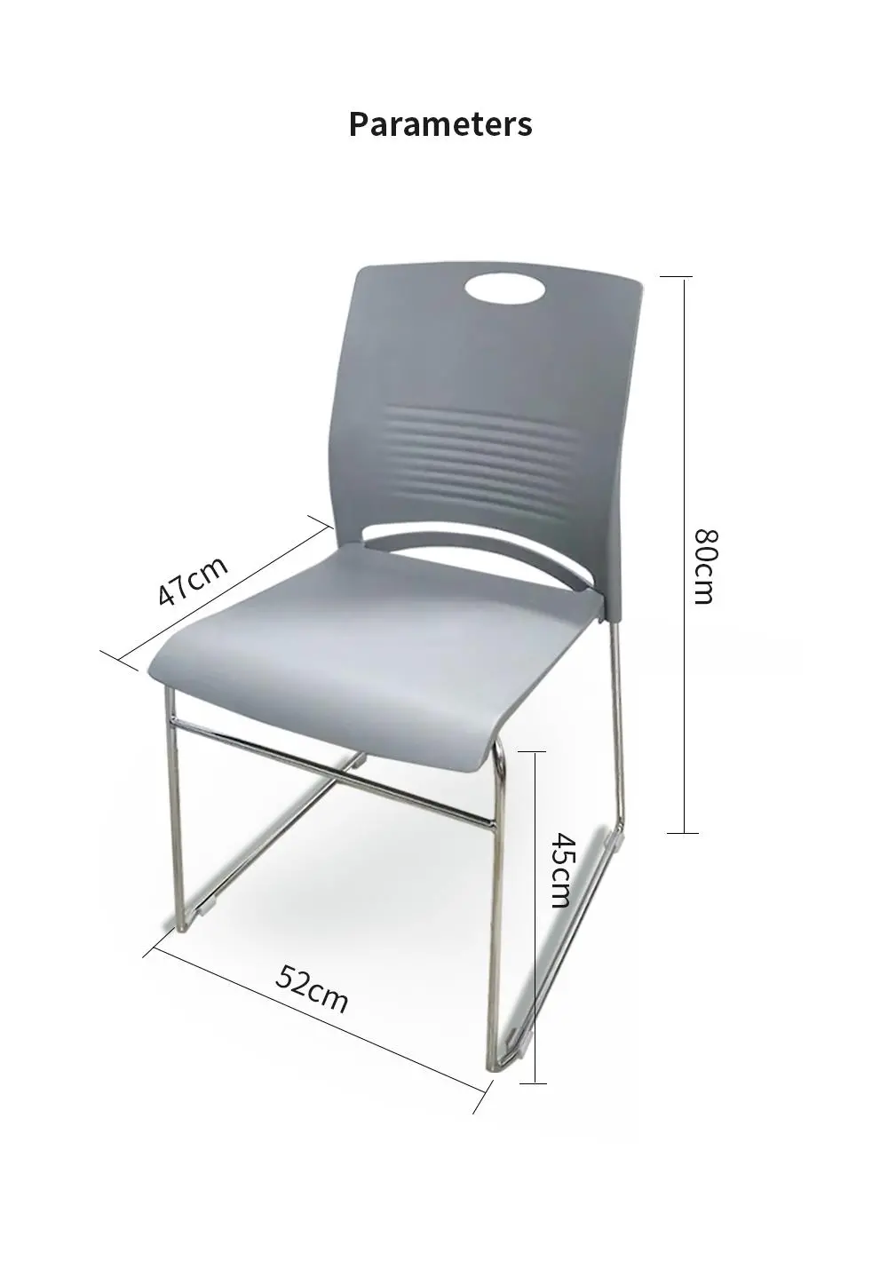 LT-ZET-03 Chrome Plated Steel Tube Frame Stackable Chair with PP Back and Seat