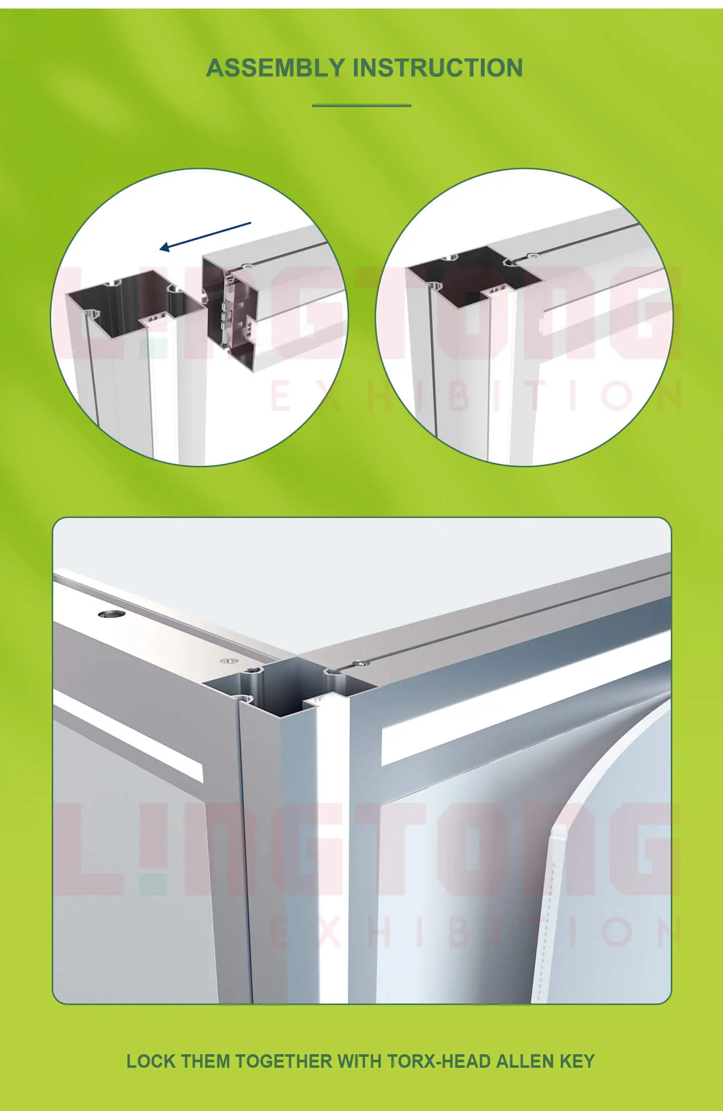 LT-WB368 80x80mm Square Extruxion one side with wider slot for led strip