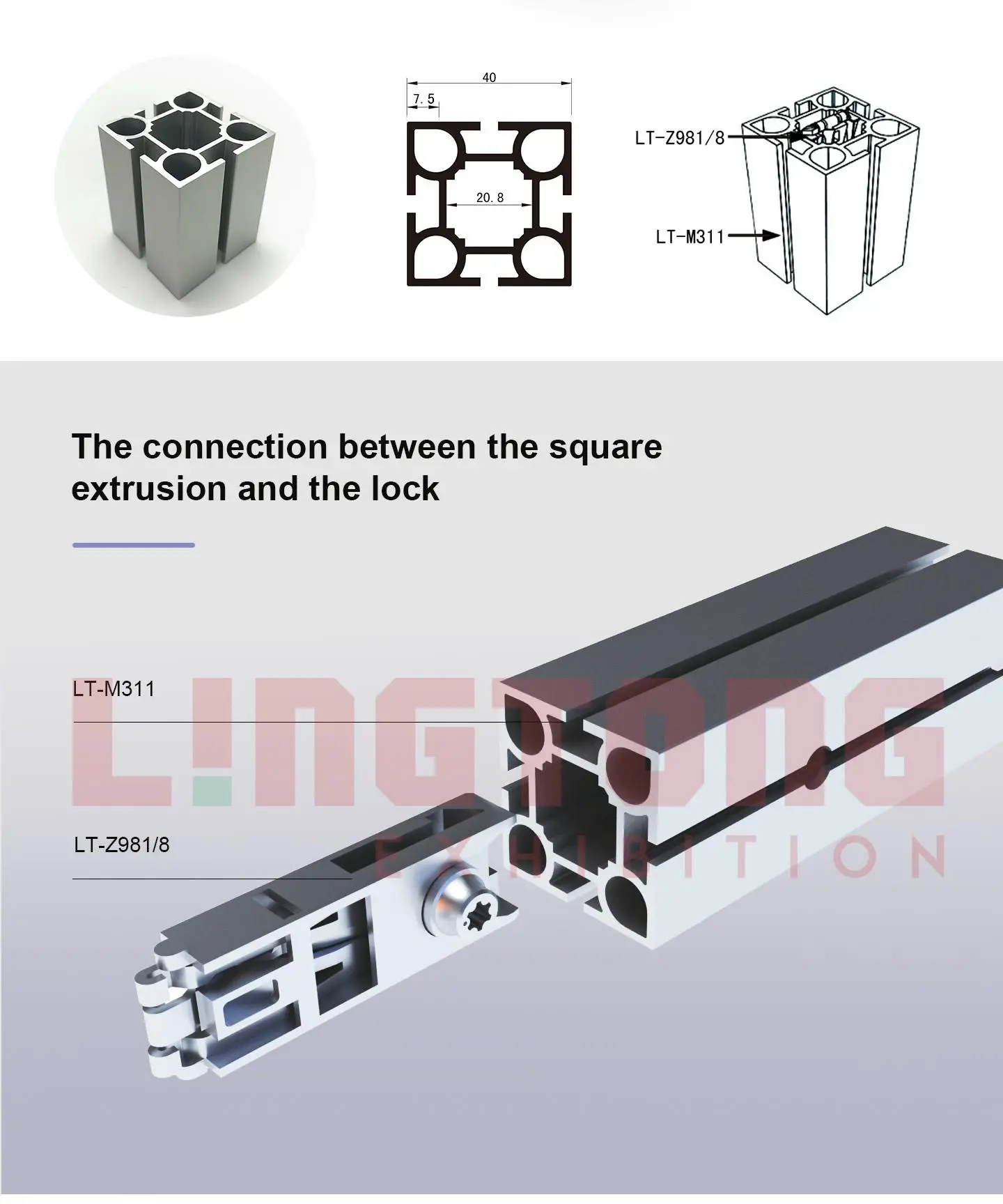 LT-M311 Square Extrusion/40mm For Aluminum Stand