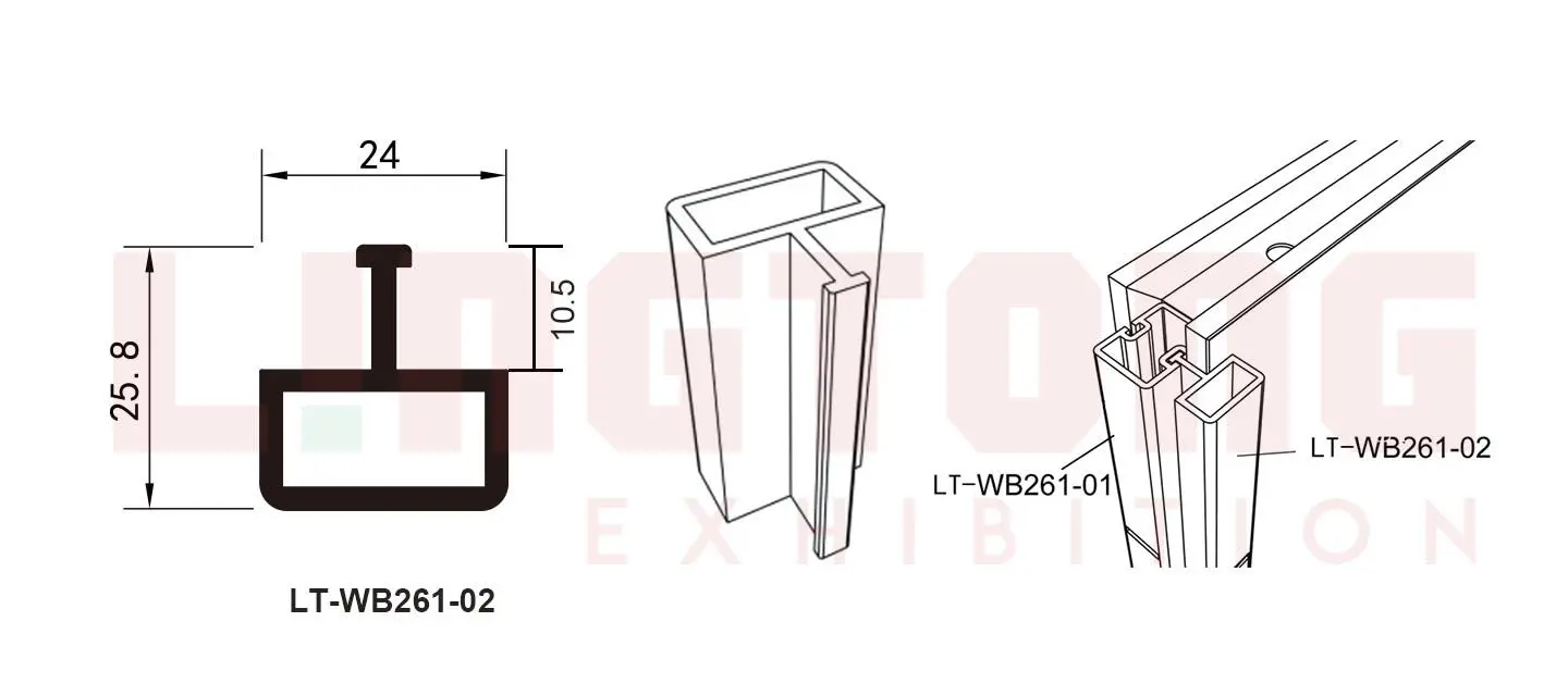LT-WB261-02 Connecting Post For 90 Degree Corner For 40mm Exhibition Wall