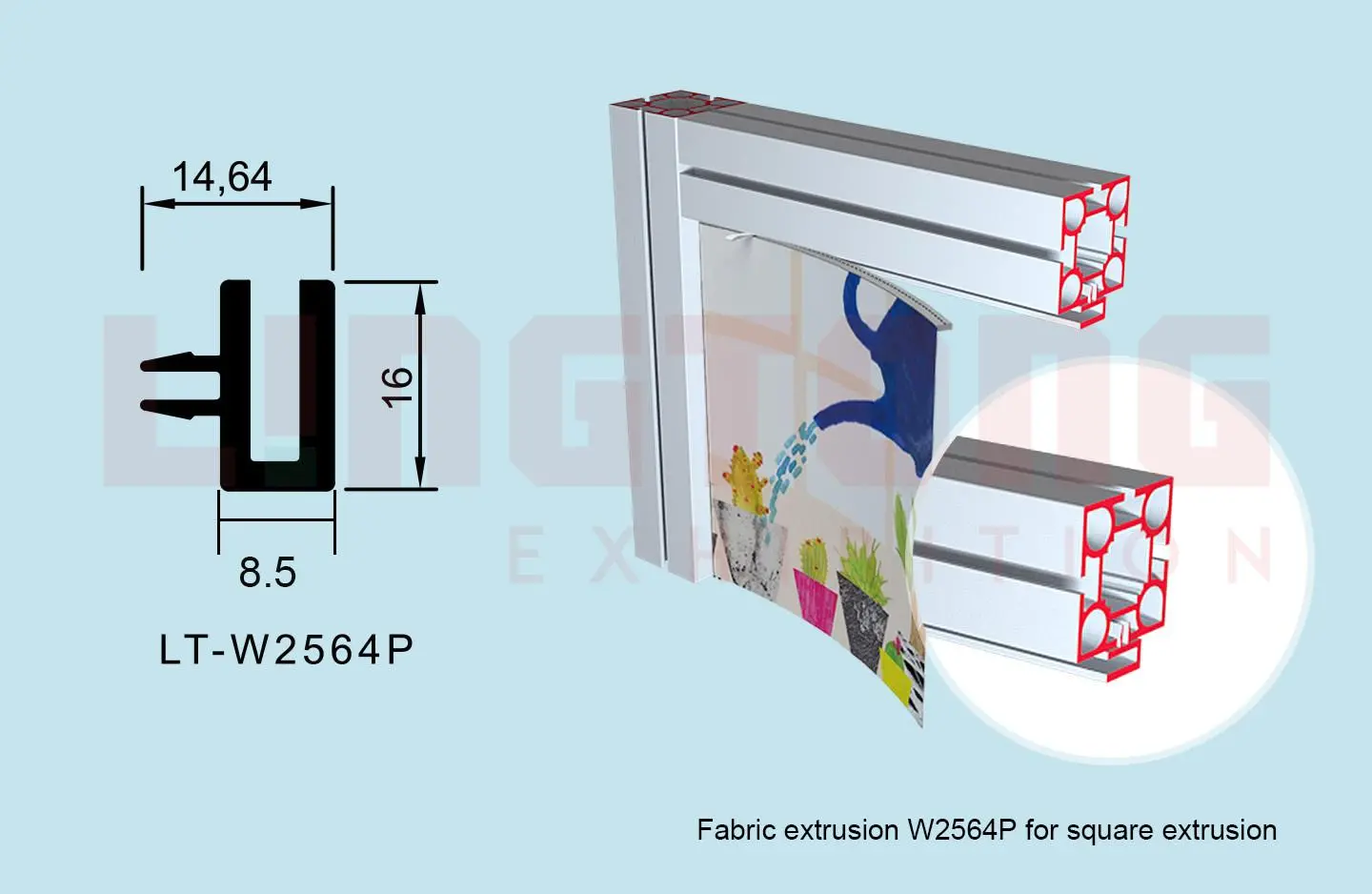LT-W2564P Connection Extrusion for Fixing SEG Fabric