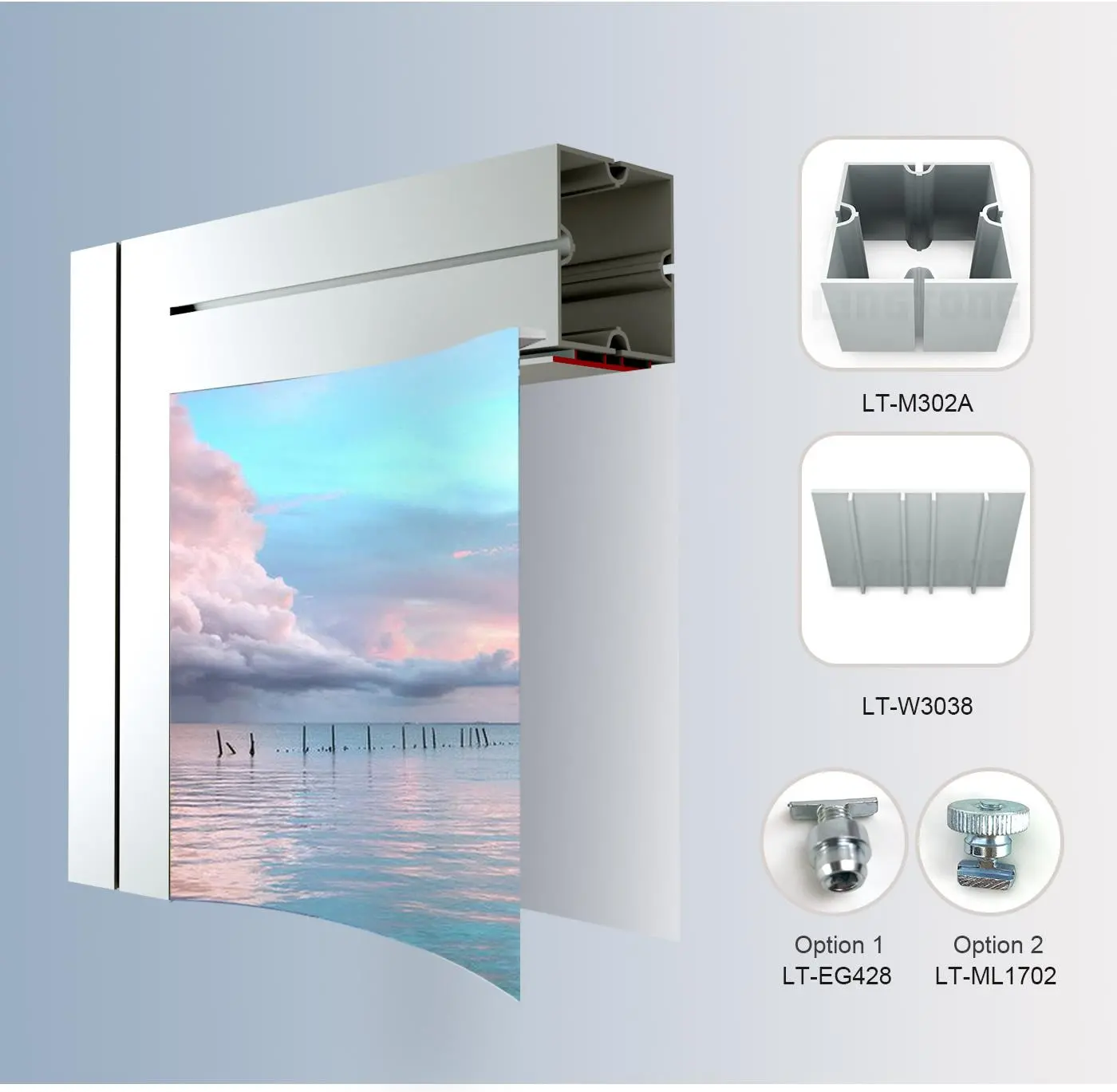LT-W3038 Fabric Frame Extrusion/120mm for Lingtong SEG Fabric Syetem