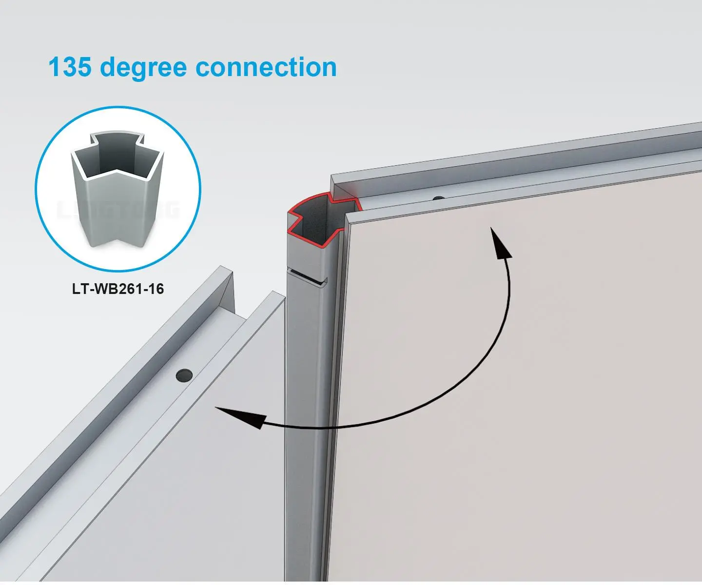 LT-WB261-16 Connecting Post /45° For 135° Corner Wall For Interior Display