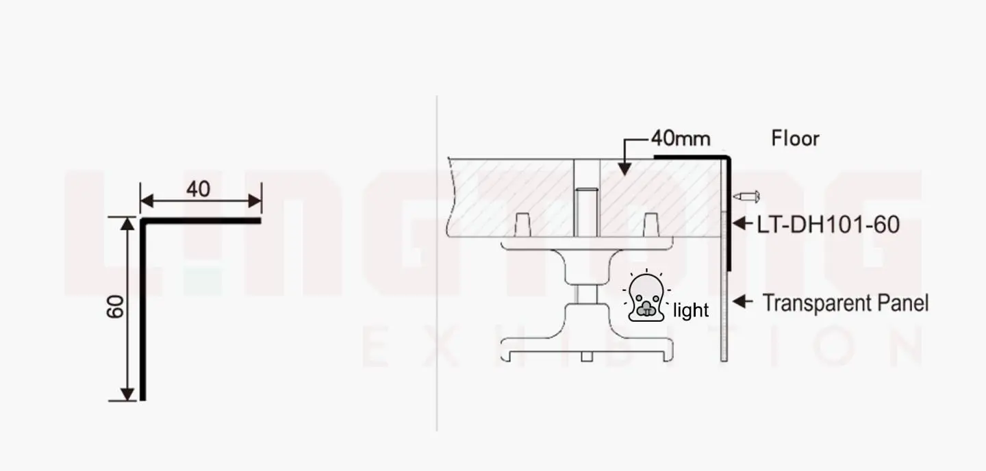 LT-DH101-60 Floor Covering Extrusion For Adjustable Rised Foot Floor System