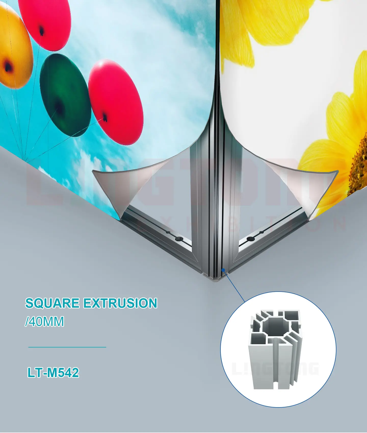 LT-M542 Square SEG Fabric extrusion /40mm with 45° SEG Fabric Groove