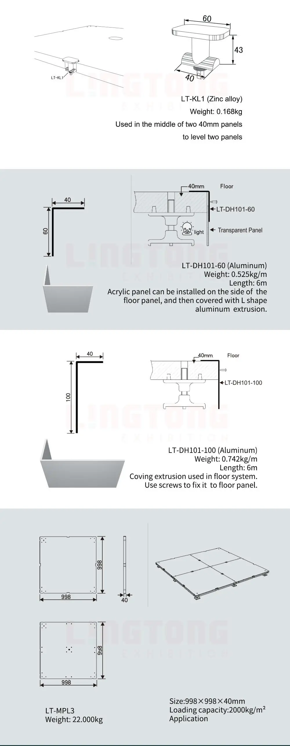 LT-HF1 Adjustable Foot For Adjustable Rised Foot Floor System