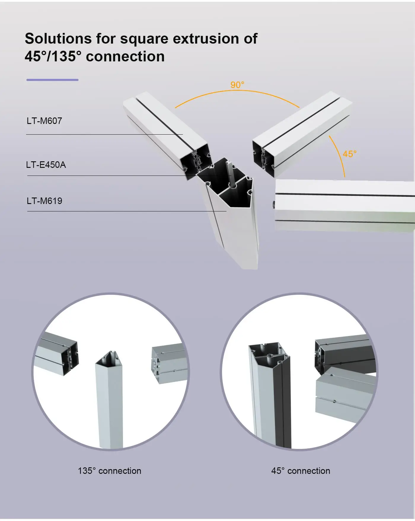 LT-M619 Connecting Extrusion 45° /100mm For Custom Exhibits