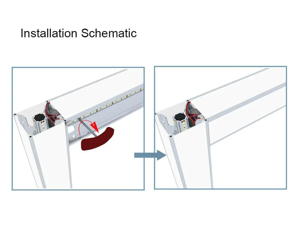 LT-DG930 80mm Square Extrusion four sides open with Led Strips on Four Sides