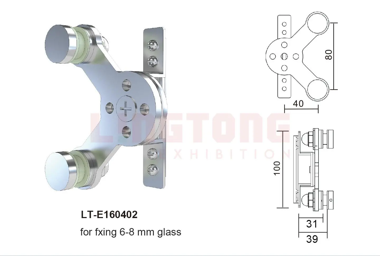 LT-E160402 Glass/Panel Retainer For Acrylic Panel Wall
