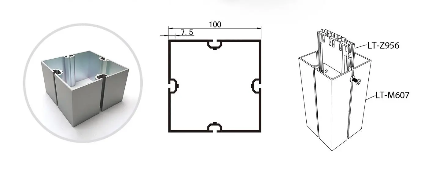 LT-M607 Square Extrusion/100mm For Exhibition Backdrop Wall