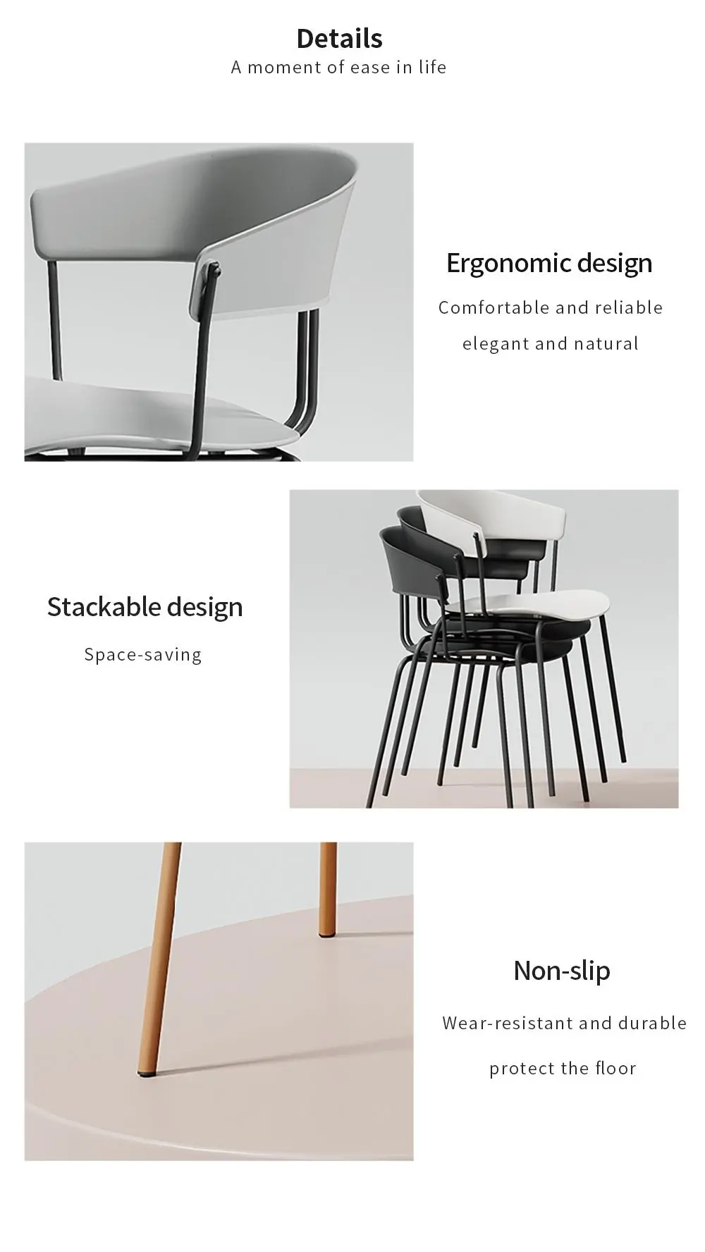 LT-ZET-02 Powder-Coated Steel Tube Frame Stackable Chair with PP Back and Seat