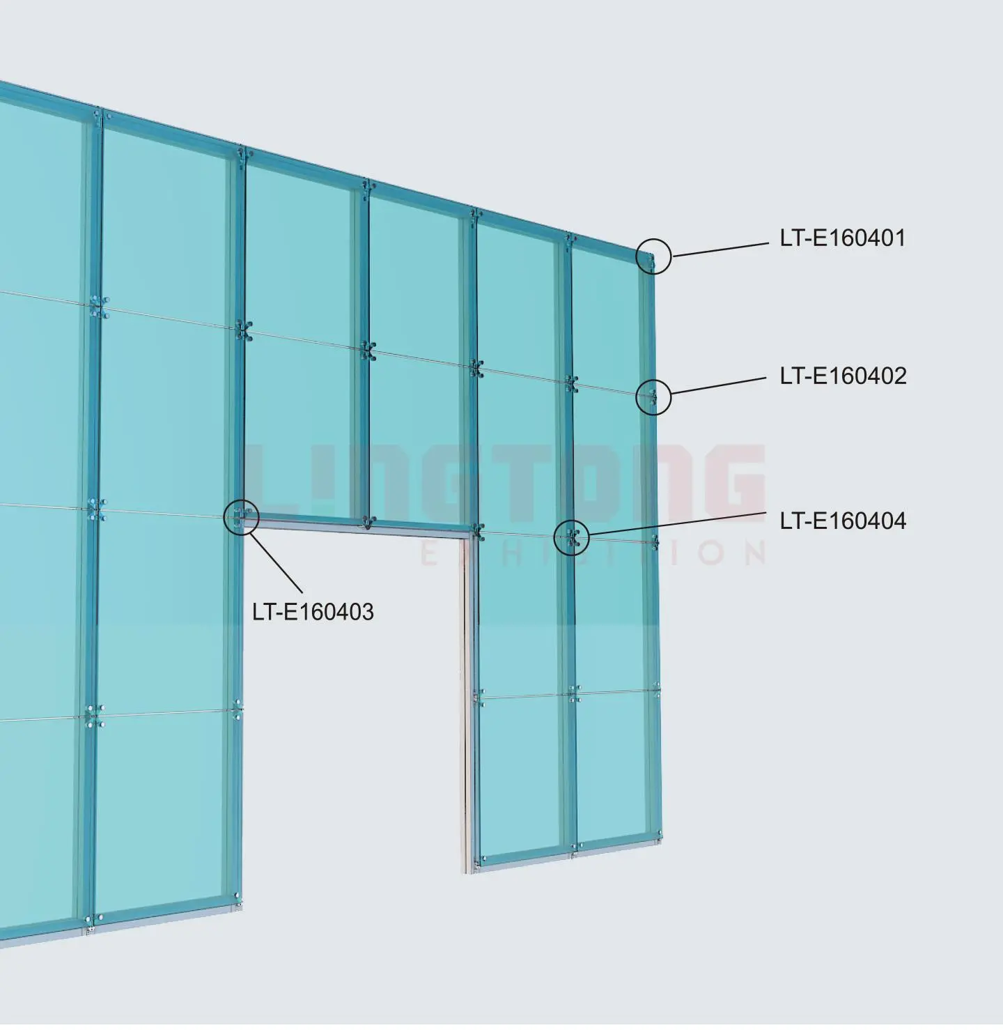 LT-E160403 Glass/Panel Retainer For Glass Partition Screen