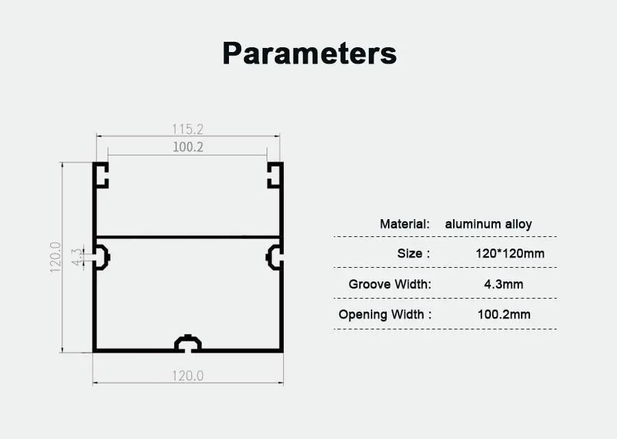 LT-M605A Open Square Extrusion/120mm For LED Lighting Stand