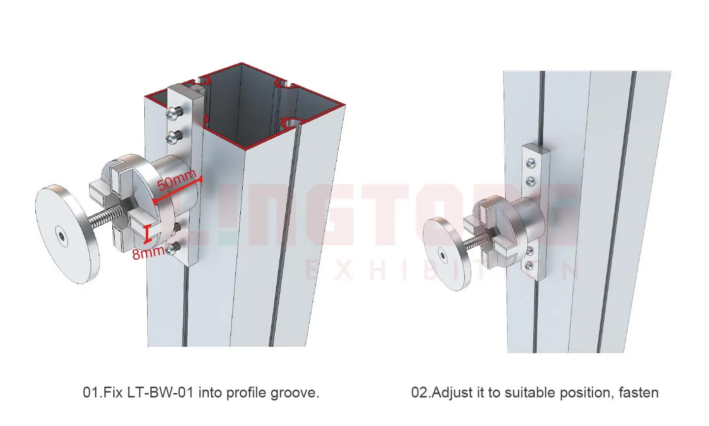 LT-BW-01 Glass/Panel Retainer For Advertising Display Screen