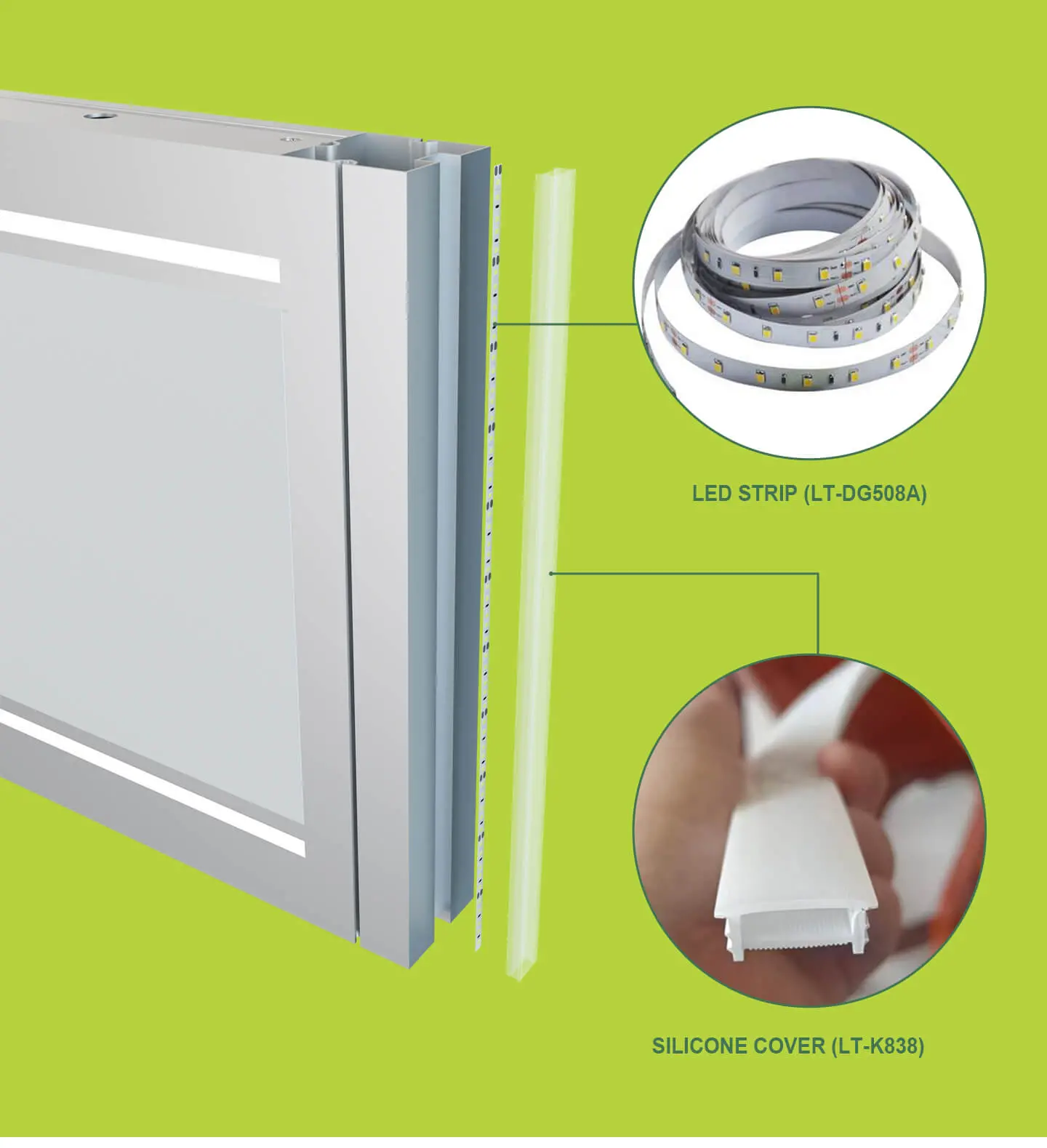 LT-WB368 80x80mm Square Extruxion one side with wider slot for led strip