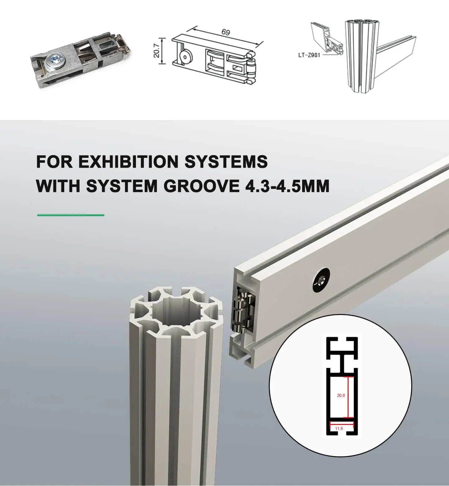 LT-Z981F Tension Lock for Shell Scheme Standard Booth (Zinc Shell+Eccentric Button+Triple Spring Hoo