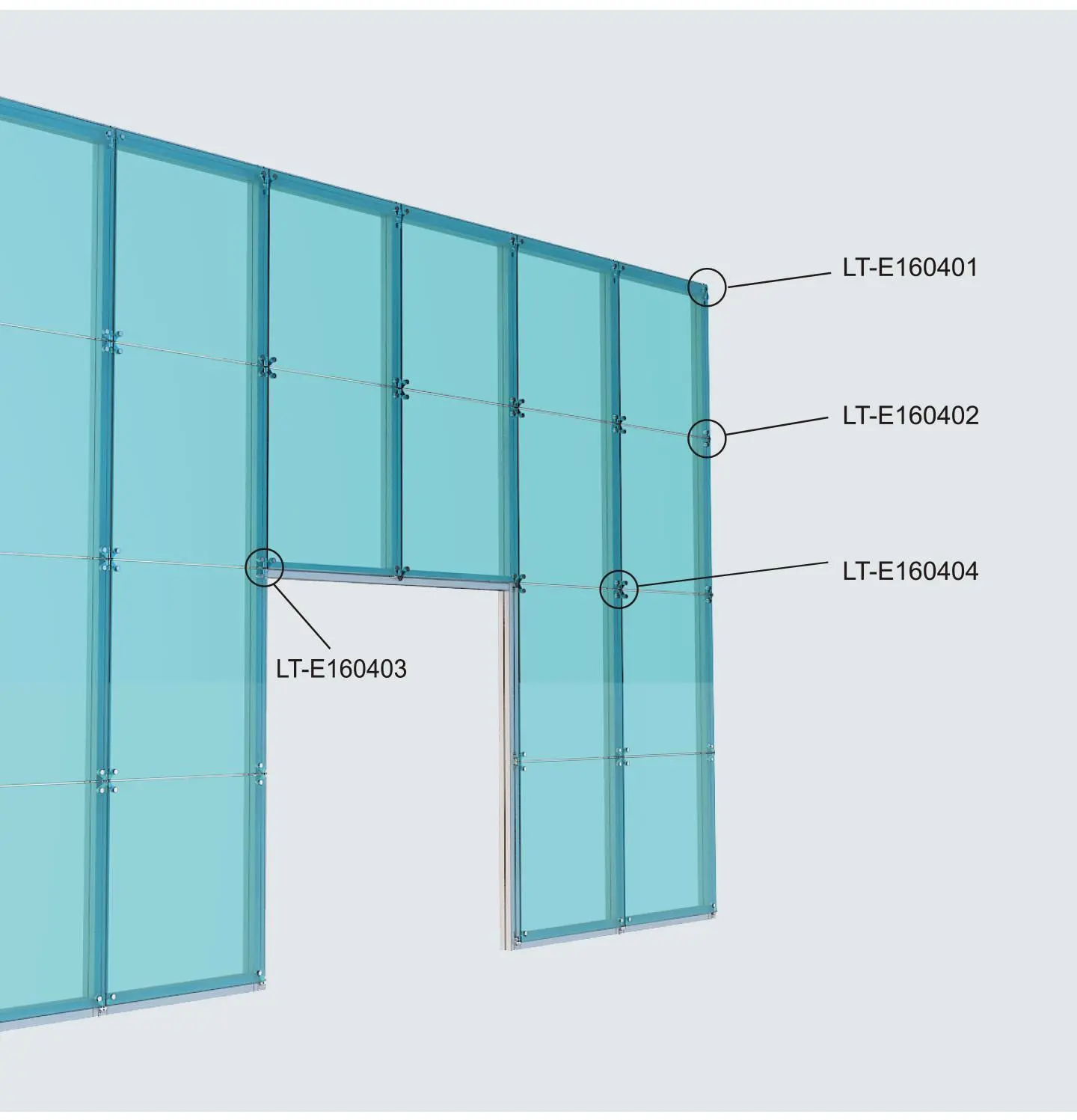 LT-E160400-05 Tempered Glass For Lingtong Glass Curtain Wall