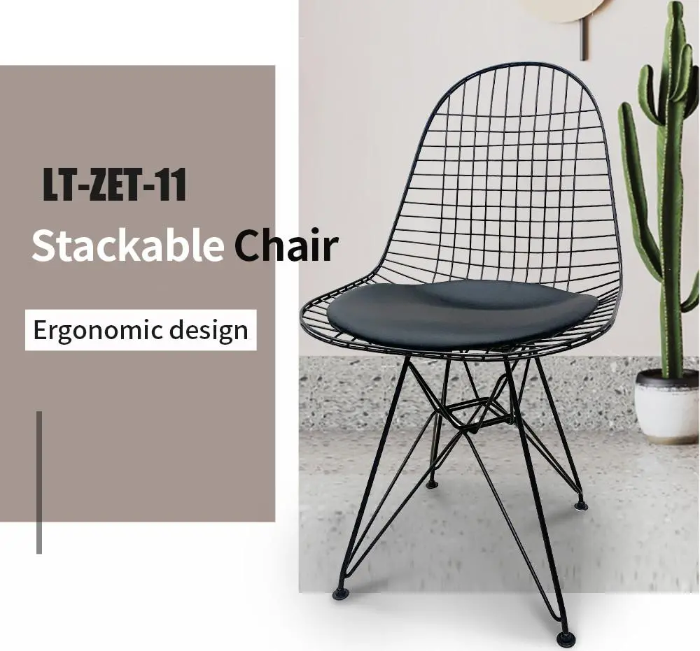 LT-ZET-11 Chrome Plated Solide Steel Wire Frame Chair with PU Cushion Seat