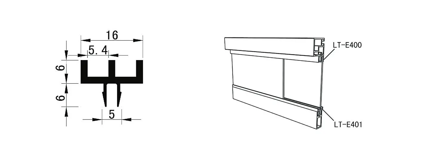 LT-E401 Bottom Track for Sliding Door