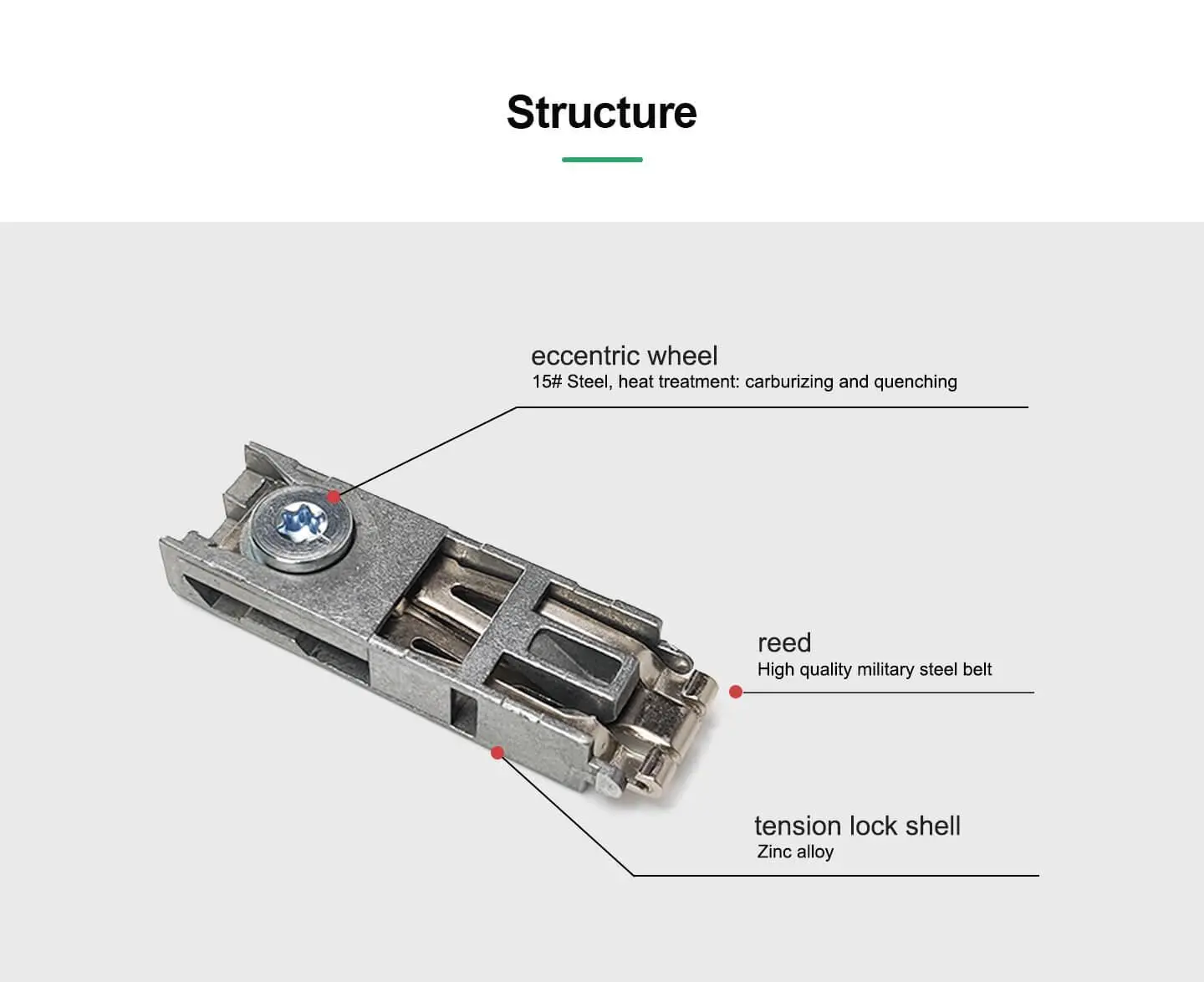 LT-Z981F Tension Lock for Shell Scheme Standard Booth (Zinc Shell+Eccentric Button+Triple Spring Hoo