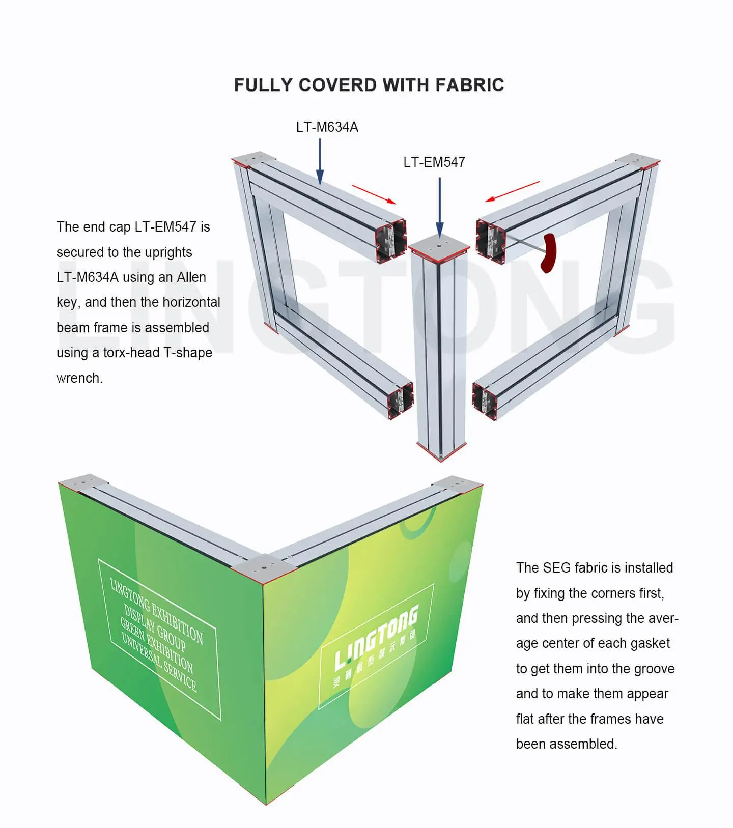 LT-M631 80X80mm Square Extrusion with 6 gasket grooves for SEG fabric