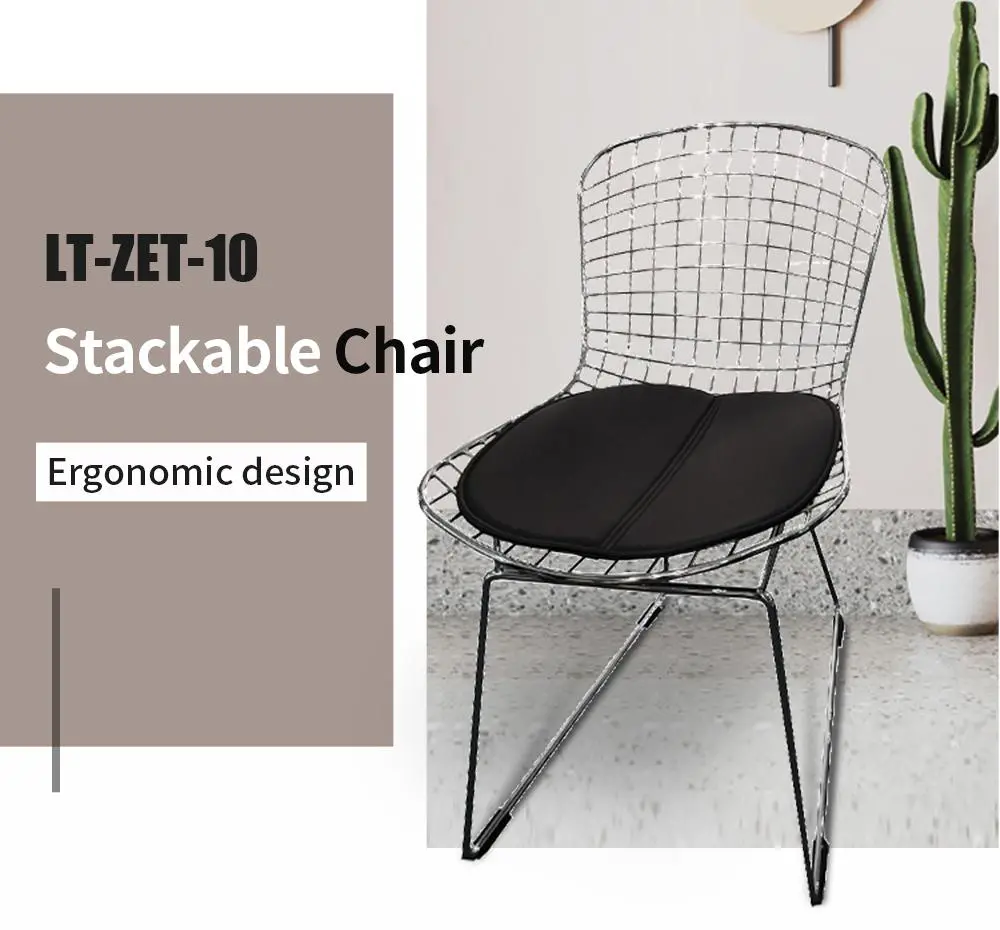 LT-ZET-10 Chrome Plated Solide Steel Wire Frame Chair with PU Cushion Seat