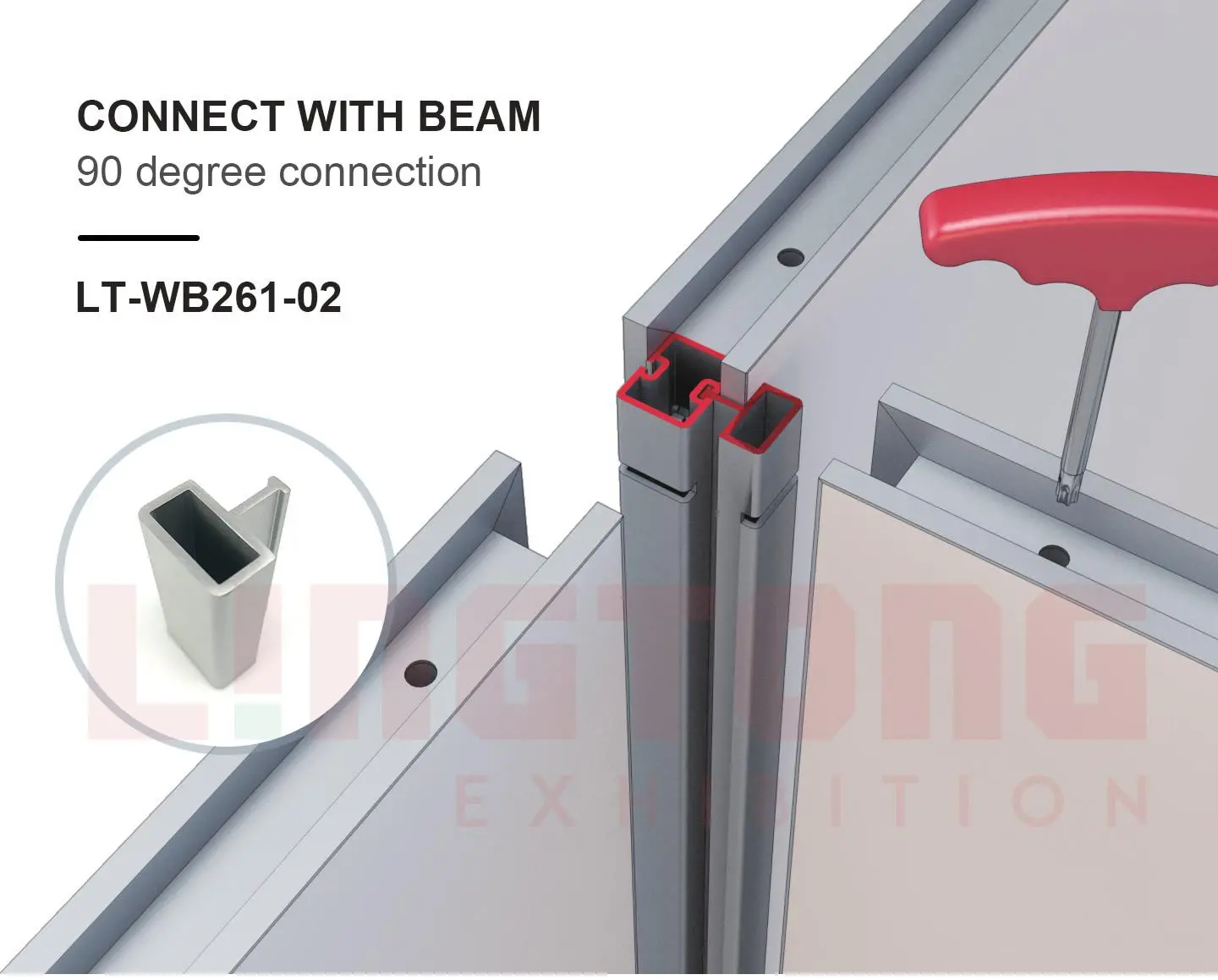 LT-WB261-02 Connecting Post For 90 Degree Corner For 40mm Exhibition Wall