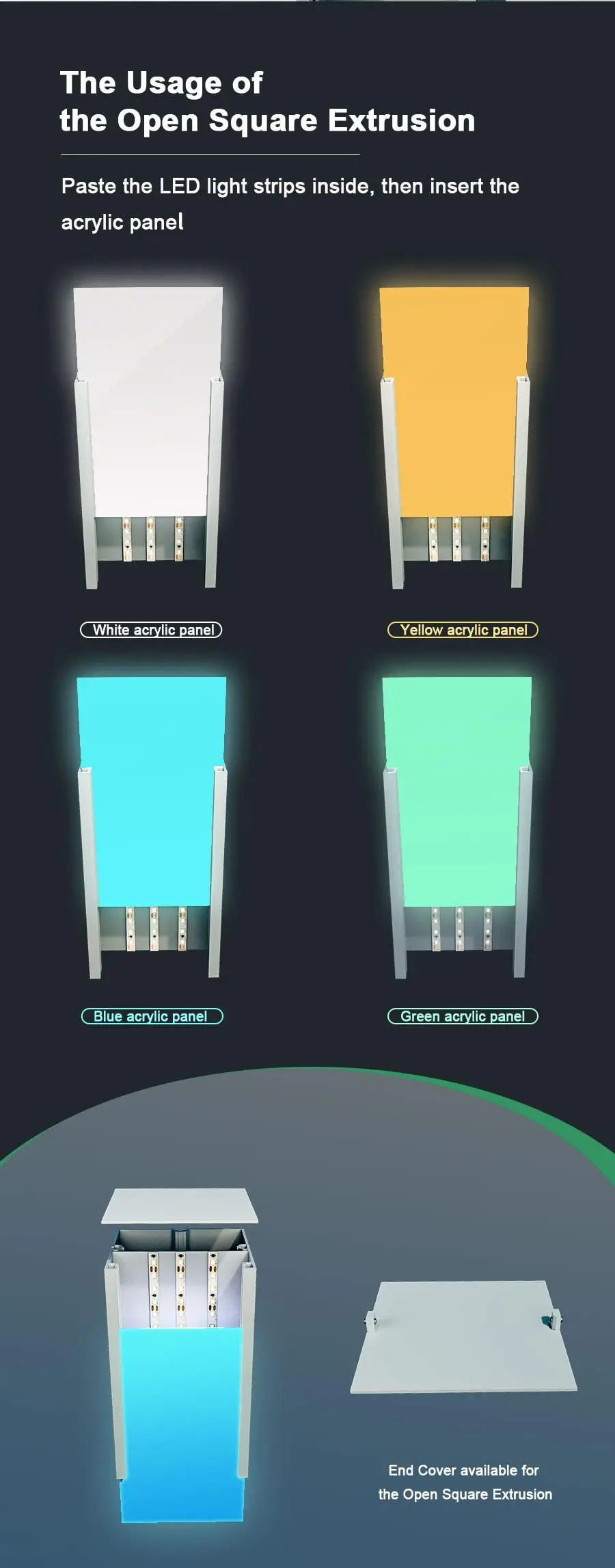 LT-M605A Open Square Extrusion/120mm For LED Lighting Stand