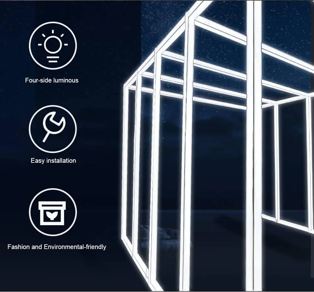 LT-DG930A 80mm Square Extrusion four sides open with Led Strips on Four Sides