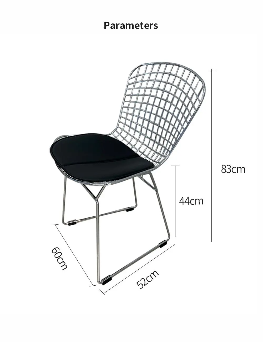 LT-ZET-10 Chrome Plated Solide Steel Wire Frame Chair with PU Cushion Seat