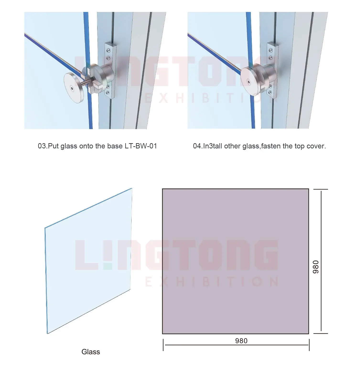 LT-BW-01 Glass/Panel Retainer For Advertising Display Screen