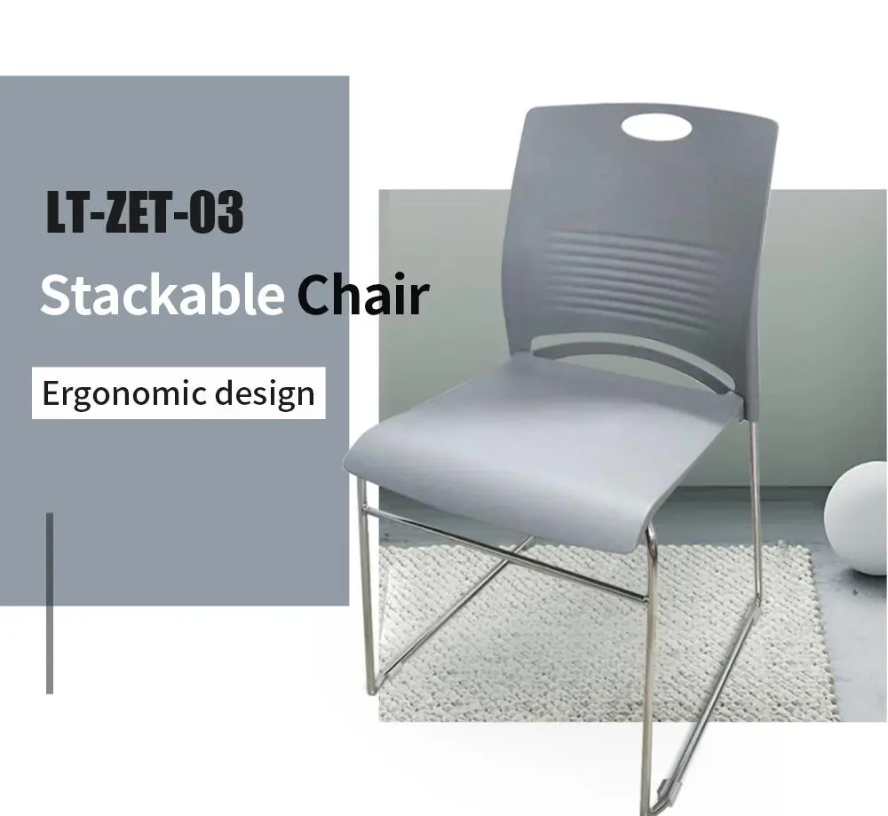 LT-ZET-03 Chrome Plated Steel Tube Frame Stackable Chair with PP Back and Seat